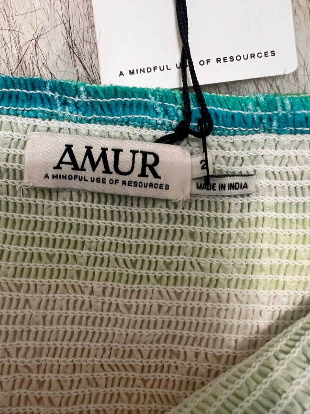 AMUR Campbell Rainbow Striped Smocked Mini Dress NWT Size 2 Puff Sleeve - Picture 9 of 11